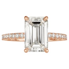 3.5 Carat Emerald Diamond Ring 14K White Gold Effortless Elegance