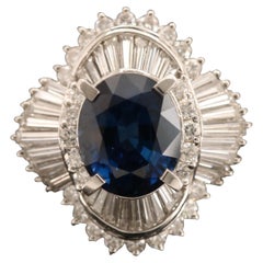 3.5 Carat Floral Sapphire Diamond Engagement Ring White Gold Diamond Bridal Ring