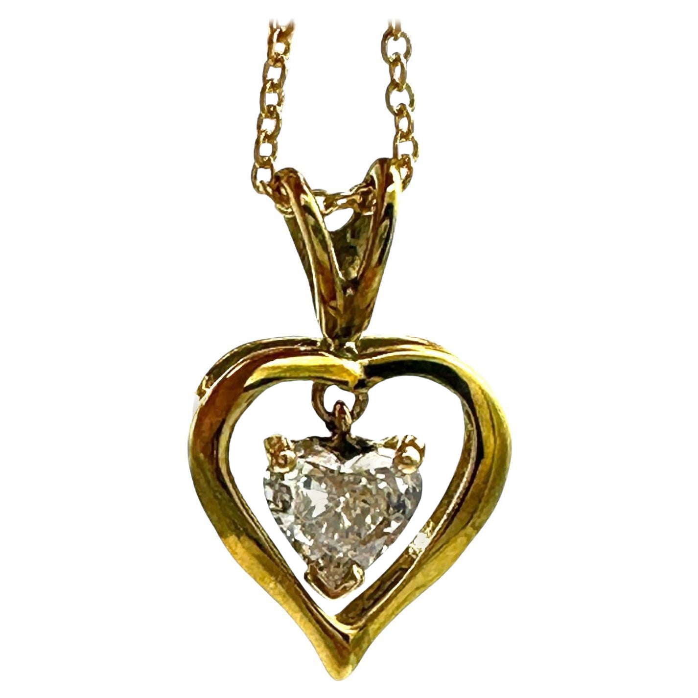 .35 Karat Herz-Diamant-Anhänger aus Gelbgold VS Qualität