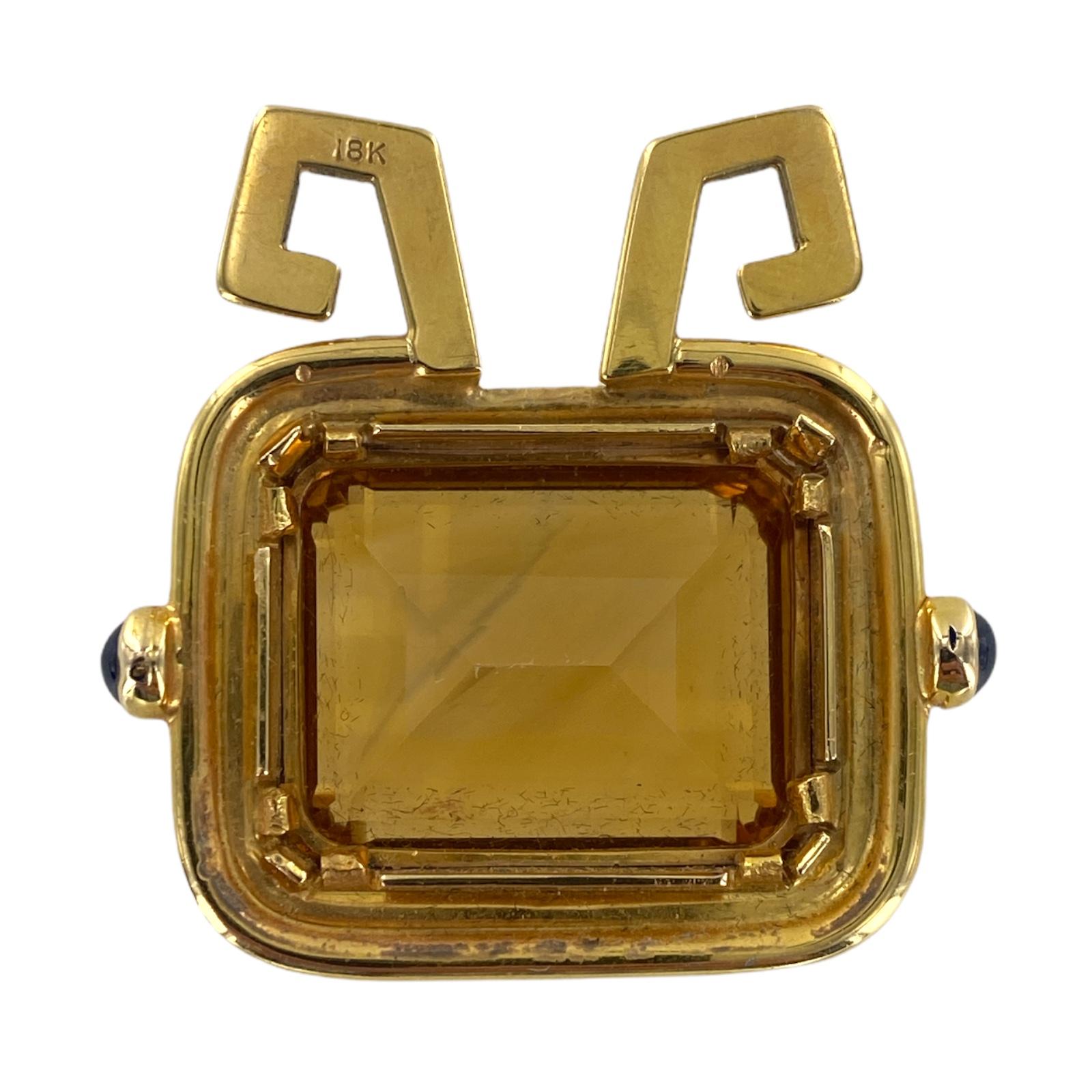 Women's 35 Carat Honey Citrine 18 Karat Yellow Gold Detachable Pendant Pearl Necklace