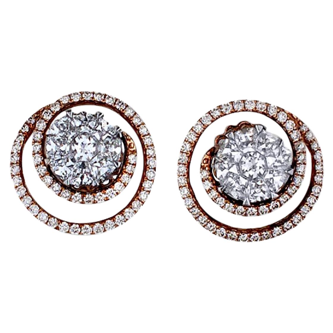 Swirl, Cluster 3.5 Carat Diamond Rose VS, F-G Color Earrings For Sale