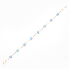 3,5 Karat Minimalistisches Türkis Kettenarmband 18K Gelbgold Stapelarmband