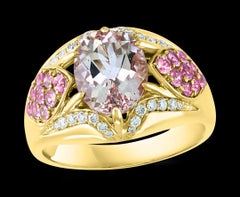 3.5 Carat Morganite and Diamond Cocktail Ring 18 Karat Rose Gold