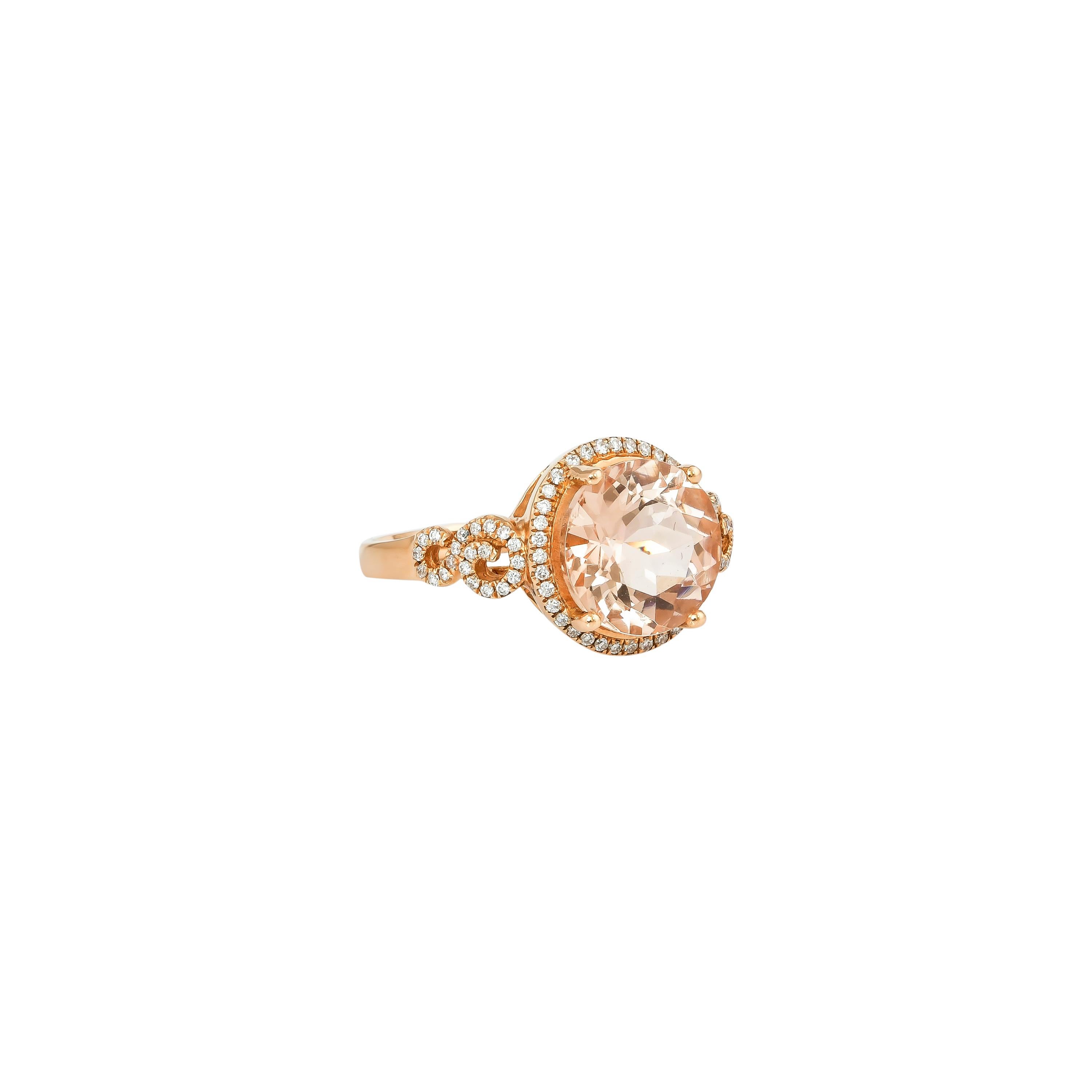 3,5 Karat Morganit und Diamant-Ring aus 18 Karat Roségold (Zeitgenössisch) im Angebot