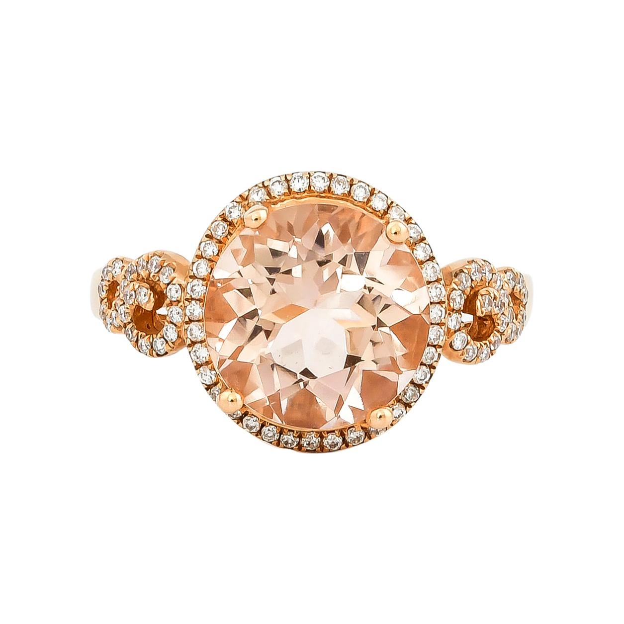 Sunita Nahata Morganit 3.50ct. Fancy Ring aus 18 Karat Roségold mit Diamant.
