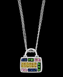 2.0 Carat Multi Sapphire Pendant /Necklace 18 Karat Gold Estate, Pocket Book