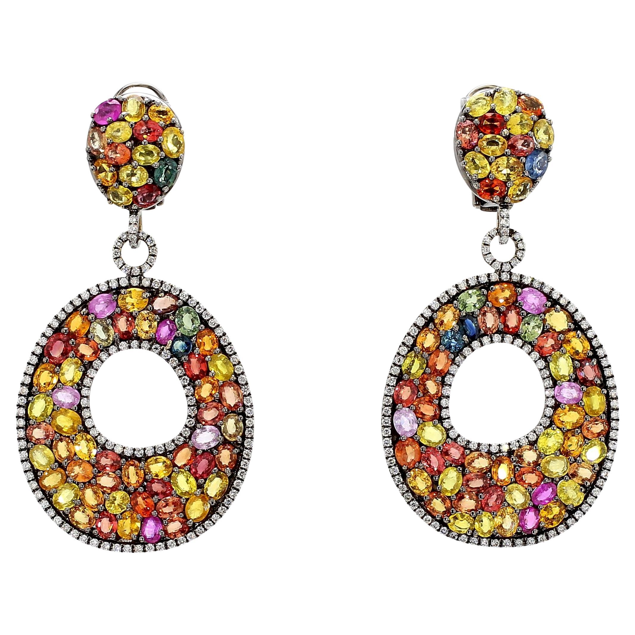 Ohrringe mit 35 Karat mehrfarbigem Saphir und 1,84 Karat Diamant