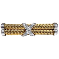 .35 Carat Natural Diamonds Candy Cane Twisting X-Double Stick Pin