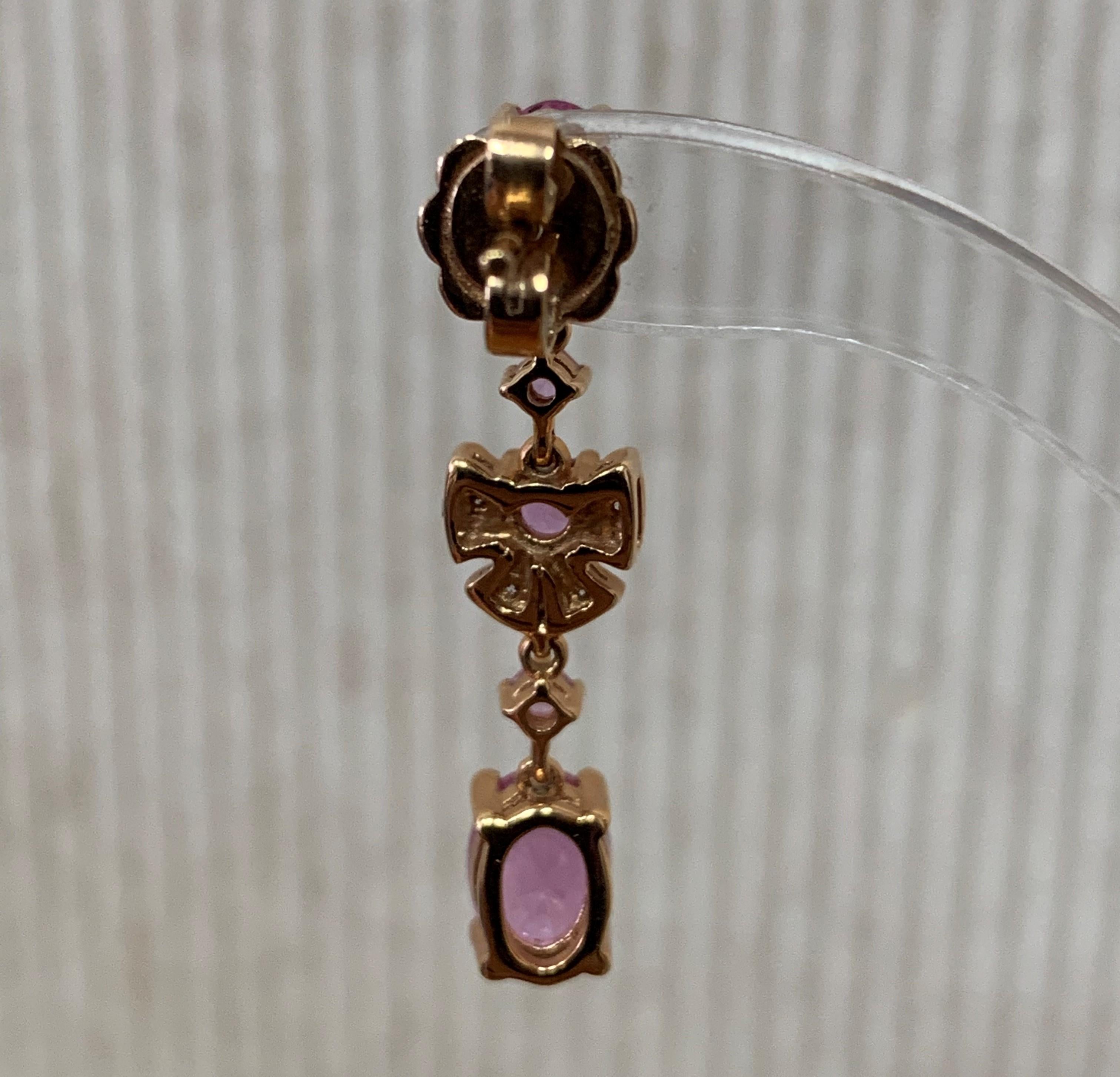 Mixed Cut 3.5 Carat Pink Sapphire & Diamond Earring in 18 Karat Rose Gold