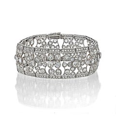 35 Carat Platinum Old-Cut Round Diamond Openwork Bracelet