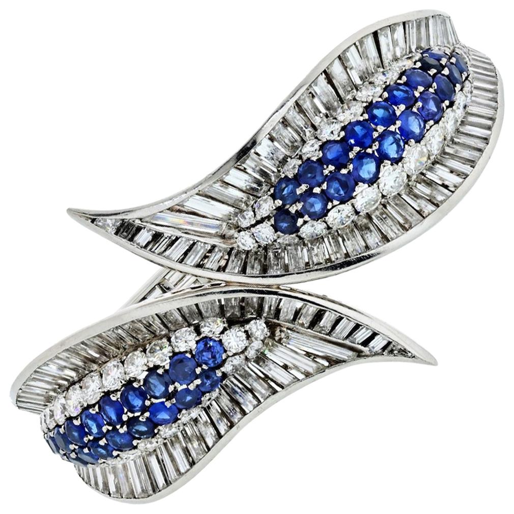 35 Carat Platinum Sapphire and Diamond Exquisite Diamond Hinged Bracelet