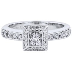 bague de fiançailles en palladium avec diamant taille princesse de 0::35 carat:: réalisée à la main par H&H Jewels