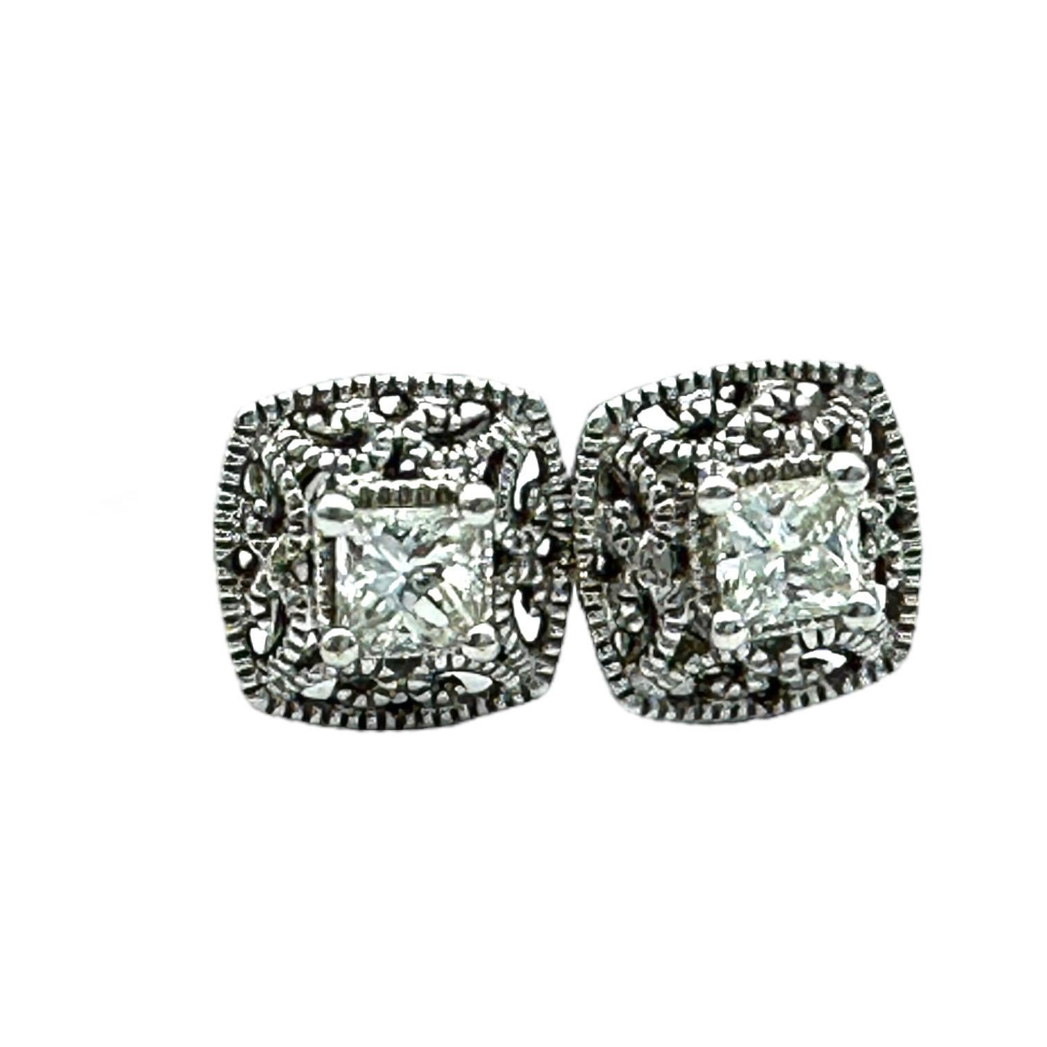 These stunning .35 Carat Princess Lacy Diamond Stud Earrings show your love for special people. These beautiful earrings feature premium lacy diamonds to give them a distinct look. Crafted with only the highest-quality diamonds, these earrings will