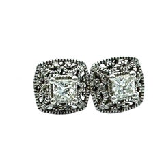 14kt .35 Carat Princess Lacy Diamond Stud Earrings VS-G