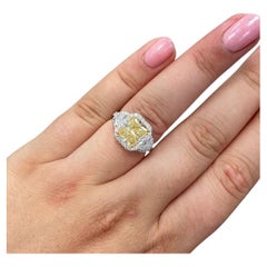 3.5 Carat Radiant Diamond Ring Fancy Yellow 14K Gold A Crown-Worthy Fancy Rarity