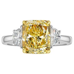 3.5 Carat Radiant Diamond Ring Fancy Yellow 14K Gold Colour-Collector’s Treasure