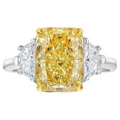 3.5 Carat Radiant Diamond Ring Fancy Yellow 14K Gold Rare Fancy-Color Splendour