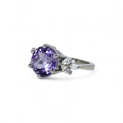 3.5 Carat Round Amethyst Gemstone Designer Ring