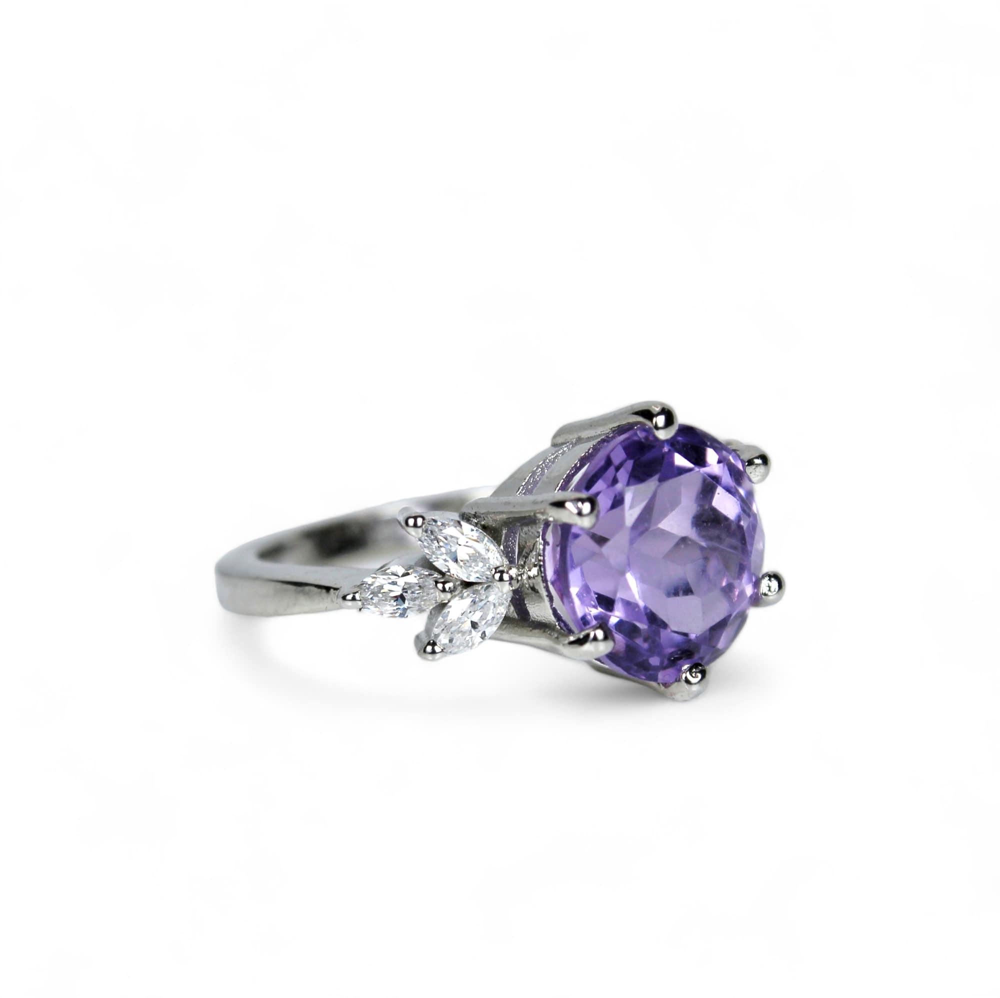 3,5 Karat runder Amethyst-Edelstein-Designerring (Rundschliff) im Angebot