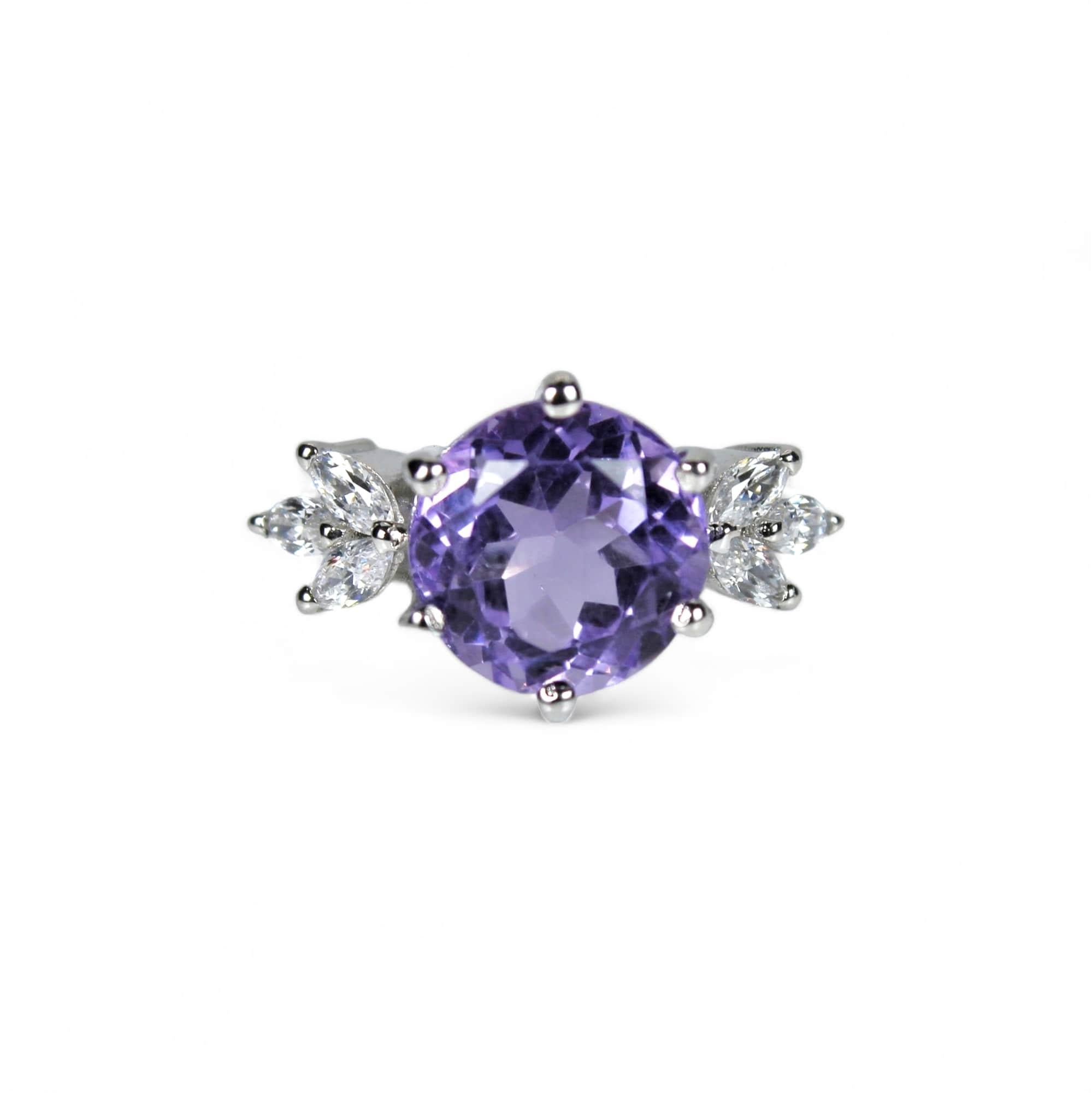 3,5 Karat runder Amethyst-Edelstein-Designerring im Zustand „Neu“ im Angebot in Vadgam, GJ