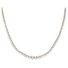 3.5 Carat Round Brilliant Cut Diamond Illusion Tennis Necklace 14 Karat In Stock