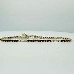 Pulsera de tenis de oro amarillo de 14 quilates con rubíes y diamantes de 3,5 quilates
