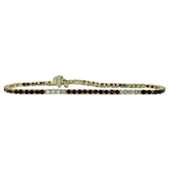 3.5 Carat Ruby and Diamond Tennis Bracelet in 14K Yellow Gold