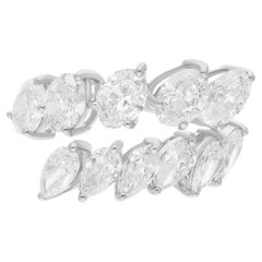 3.5 Carat SI Clarity HI Color Oval Pear Diamond Ring 14 Karat White Gold Jewelry