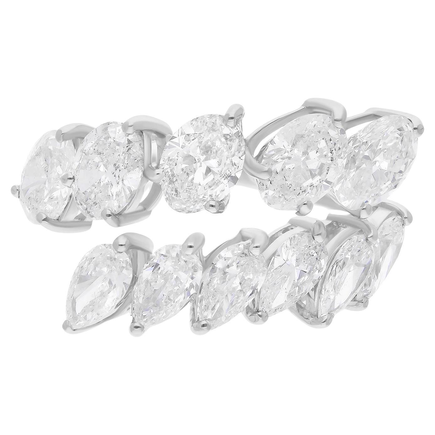 3.5 Carat SI Clarity HI Color Oval Pear Diamond Ring 18 Karat White Gold Jewelry