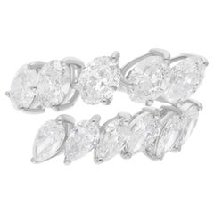 Bague en or blanc 18 carats avec diamant poire ovale de 3,5 carats de pureté SI de couleur HI