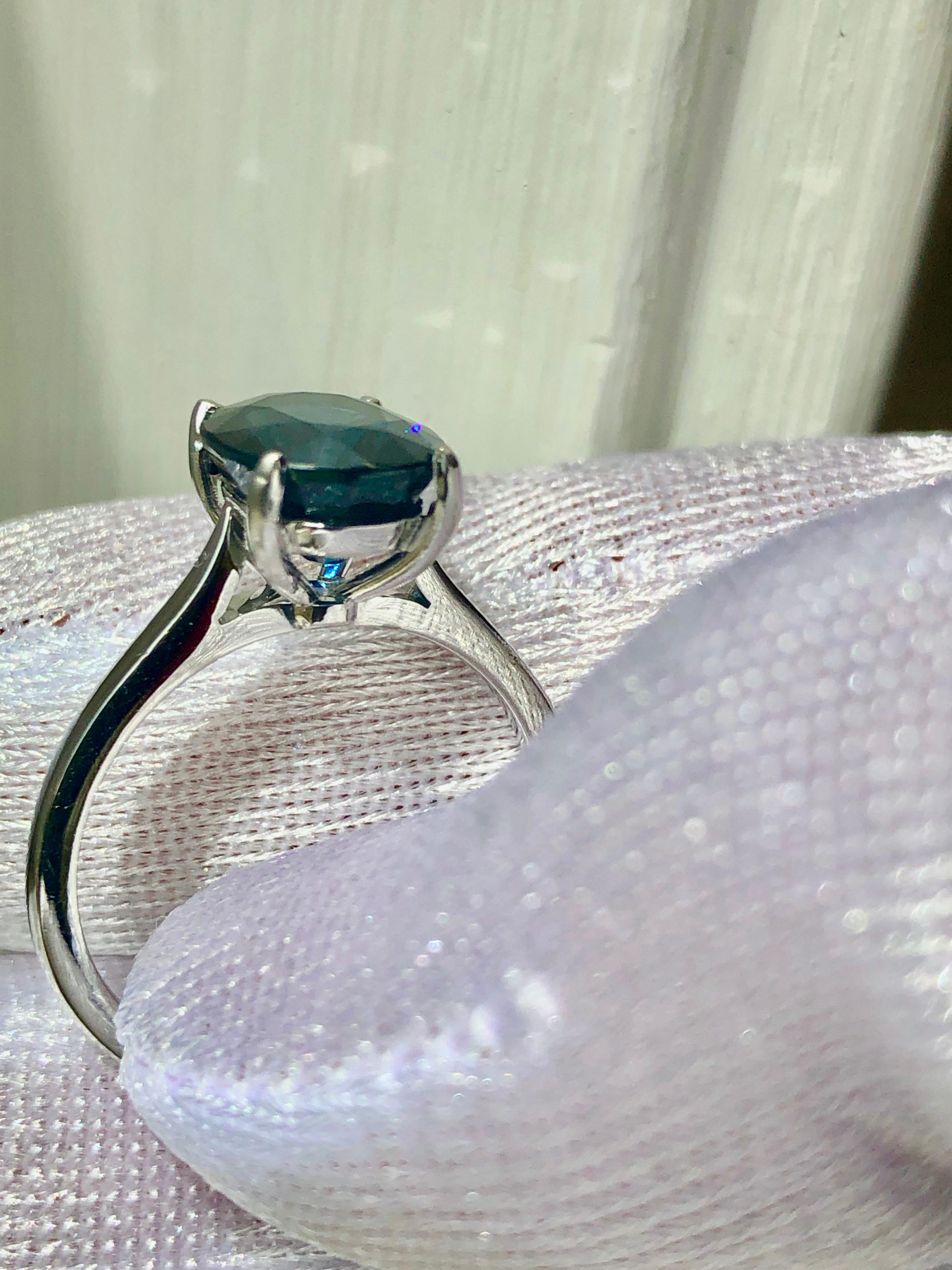 Women's 3.80 Carat Solitaire Engagement Sapphire Platinum Ring For Sale