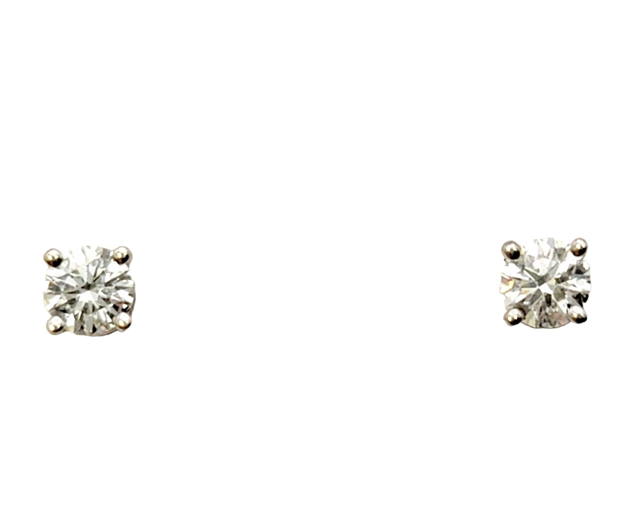 Contemporary .35 Carat Tiffany & Co. Round Brilliant Solitaire Diamond Platinum Stud Earrings