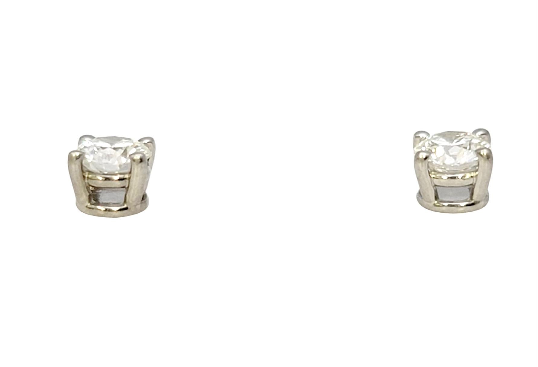 Round Cut .35 Carat Tiffany & Co. Round Brilliant Solitaire Diamond Platinum Stud Earrings