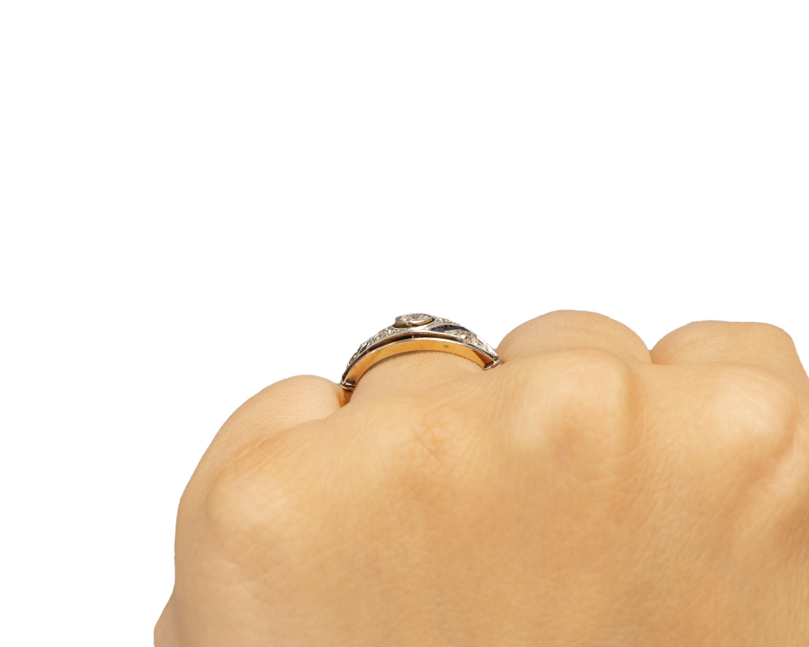 Women's .35 Carat Total Weight Art Deco Diamond 14 Karat Yellow Gold Engagement Ring For Sale
