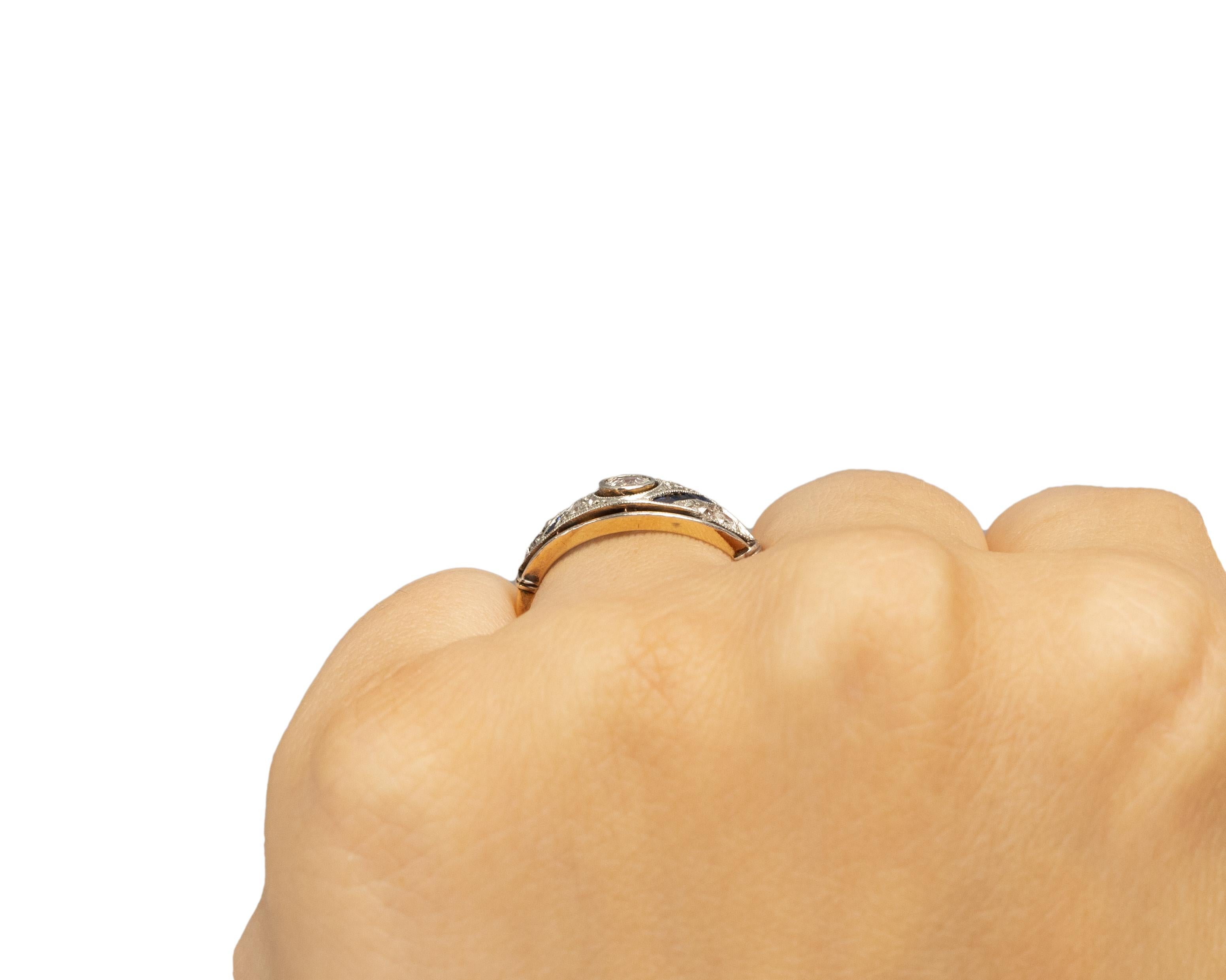 Bague de fiançailles Art déco en or jaune 14 carats avec diamants d'un poids total de 0,35 carat en vente 1