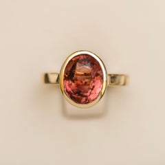 3.5 Carat Tourmaline 14 Karat Yellow Gold Ring