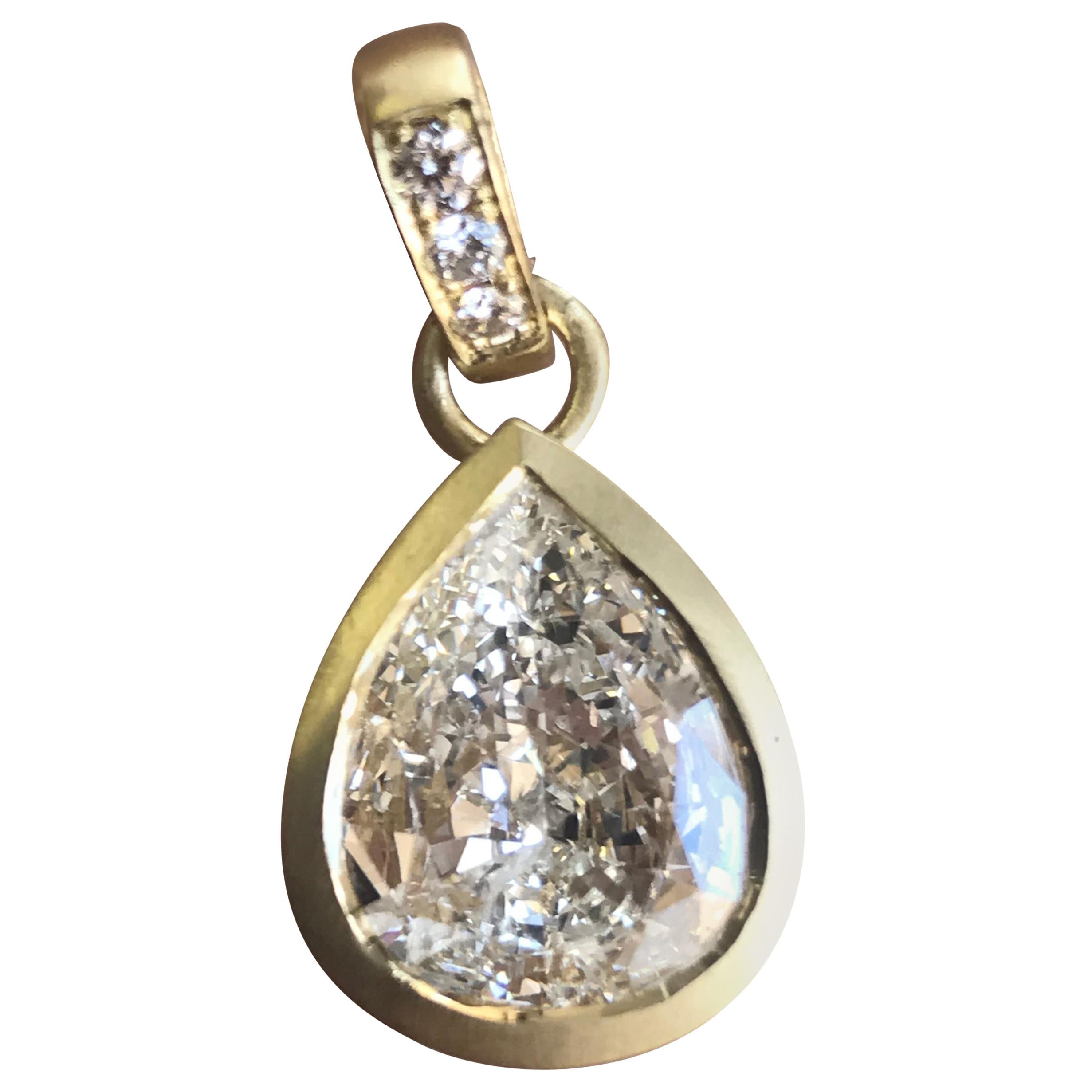 3.5 Carat TW Approximate Pear Shape Diamond Earrings 14 Karat Yellow, Ben Dannie For Sale