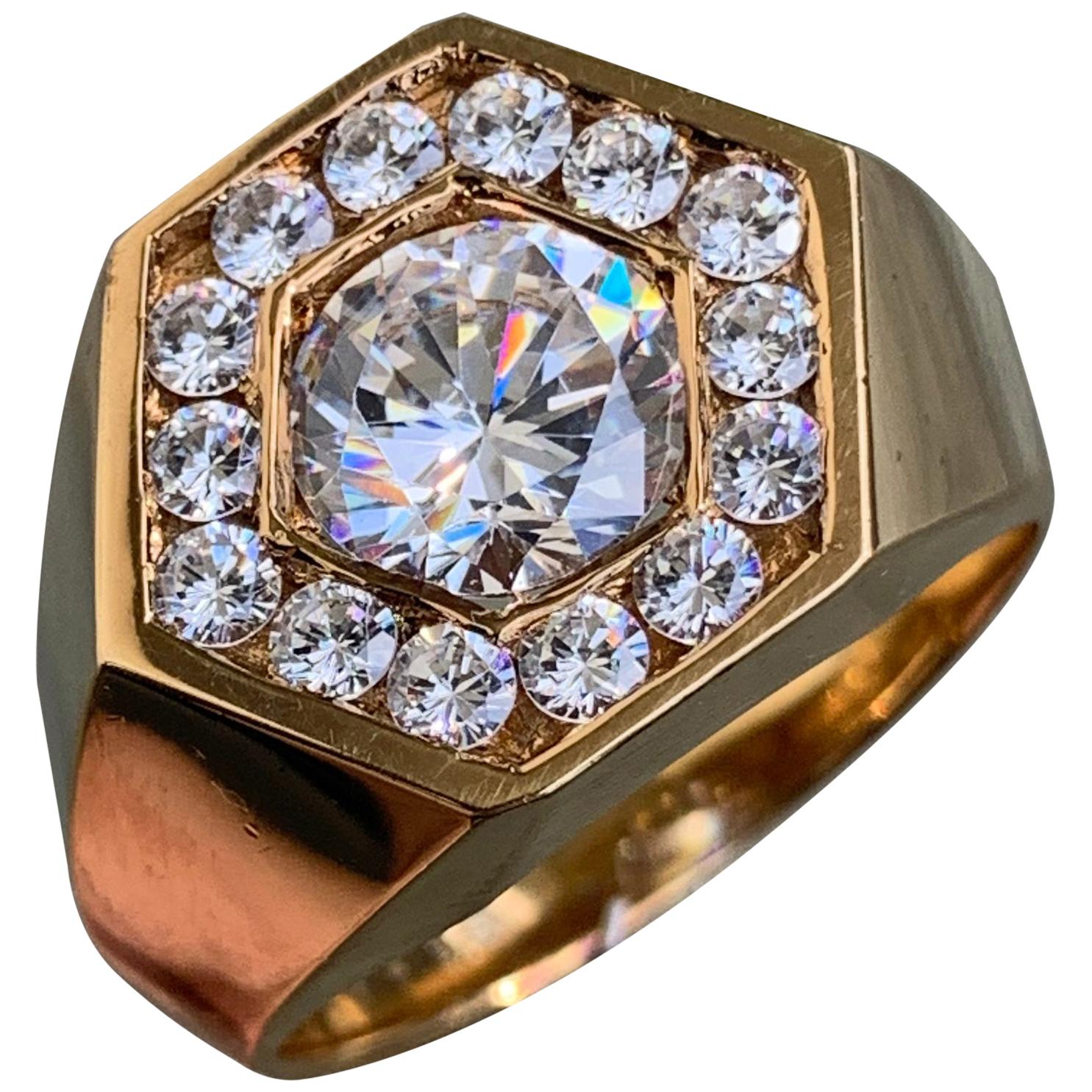3.5 Carat TW Men’s Diamond Ring / Wedding Ring / Band, 14 Karat Gold Heavy For Sale