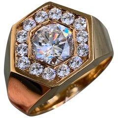 Vintage 3.5 Carat TW Men’s Diamond Ring / Wedding Ring / Band, 14 Karat Gold Heavy