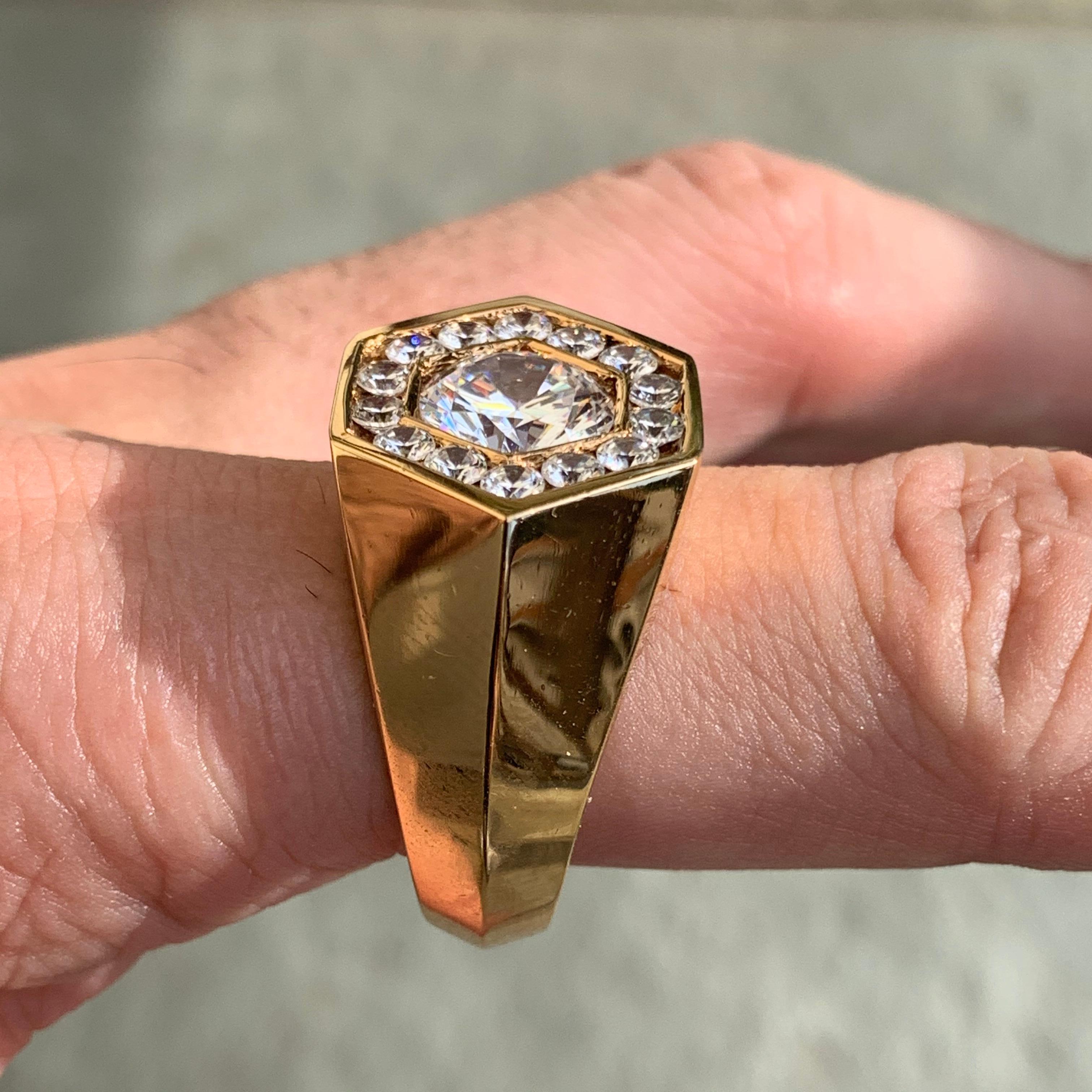 Retro 3.5 Carat TW Men’s Diamond Ring / Wedding Ring / Band, 14 Karat Gold Heavy For Sale