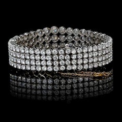 35 Carat TW Round Cut Diamond Platinum 4-Row Tennis Link Bracelet