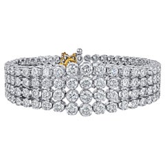 35 Carat TW Round Cut Diamond Platinum 4-Row Tennis Link Bracelet
