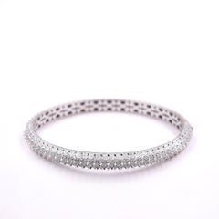 3.5 Carat White Diamond Spike Bangle Bracelet with Hinge in 18 Karat White Gold