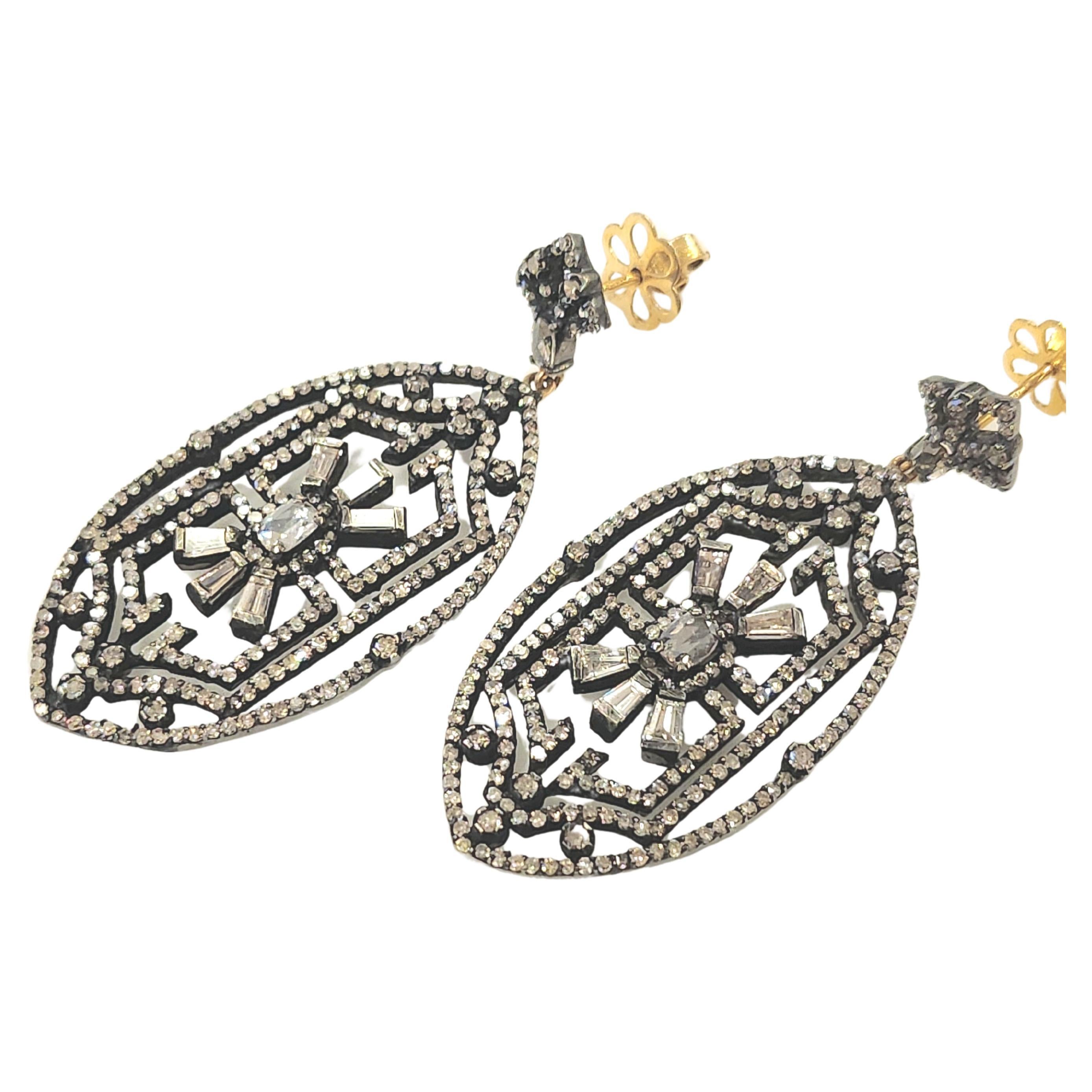 Diamond earrings 3.5 Carats Dangling Earrings For Sale