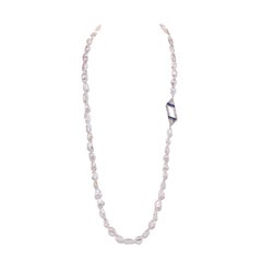 3.5 Carats Diamonds and Sapphires in Platinum with South Sea Pearl Necklace