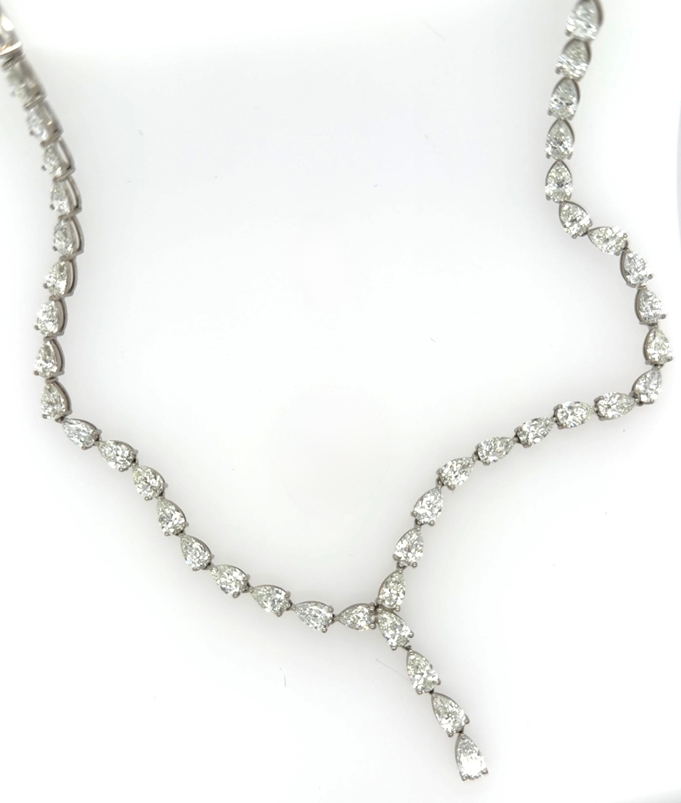 Pear Cut 35 Carats Pear Shaped Diamond Lariat Necklace For Sale