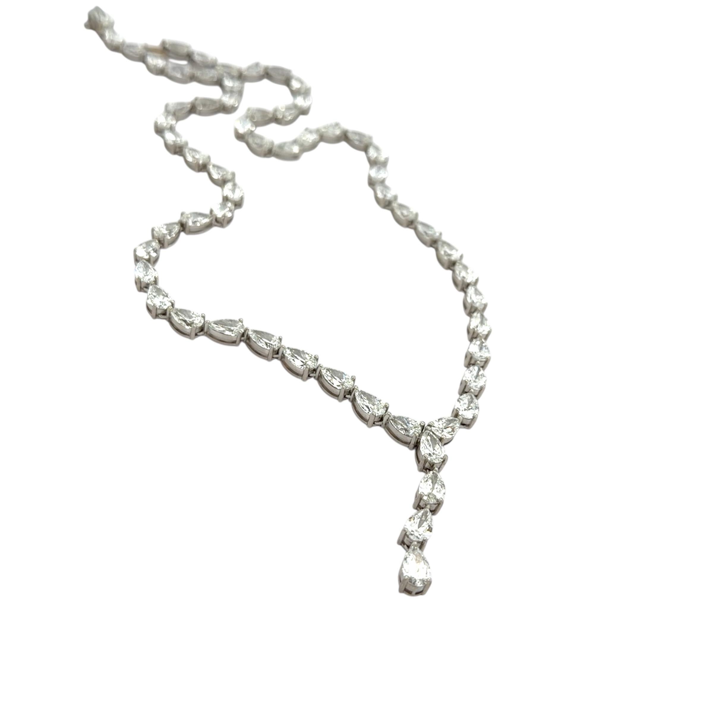 Women's 35 Carats Pear Shaped Diamond Lariat Necklace For Sale