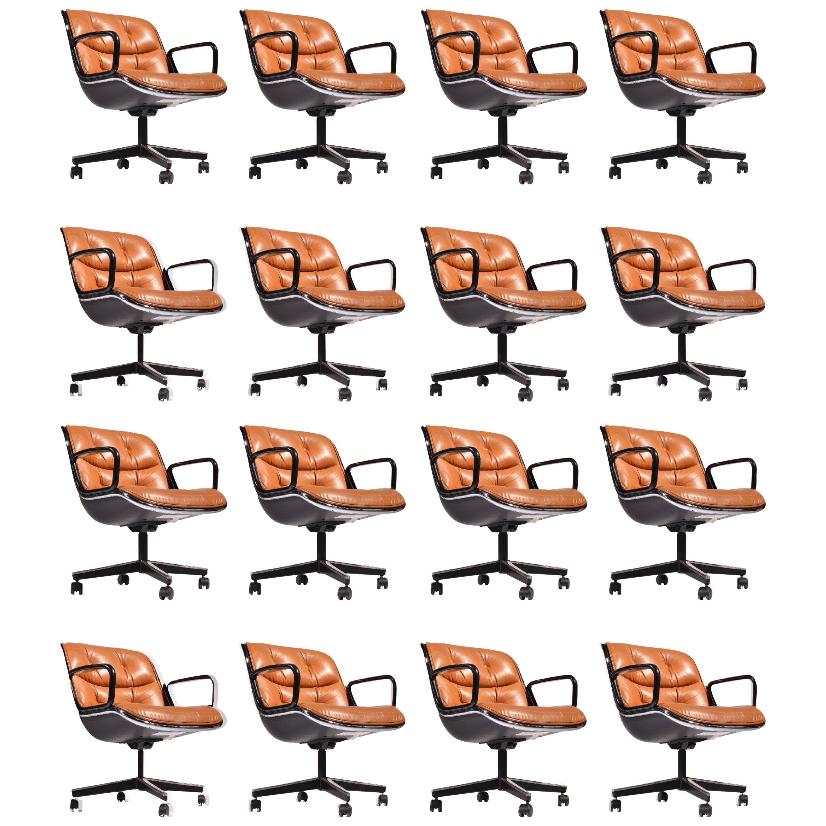 35 Charles Pollock Executive Desk Chairs for Knoll in Cognac Leather