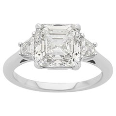 3,5 CT Asscher Cut Diamant 3 Stein Platin Verlobungsring
