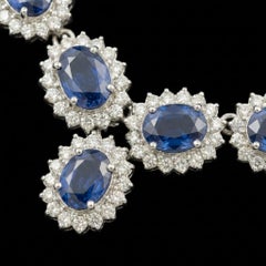 35 Ct Carat Sapphire and Carat Diamond Link Necklace